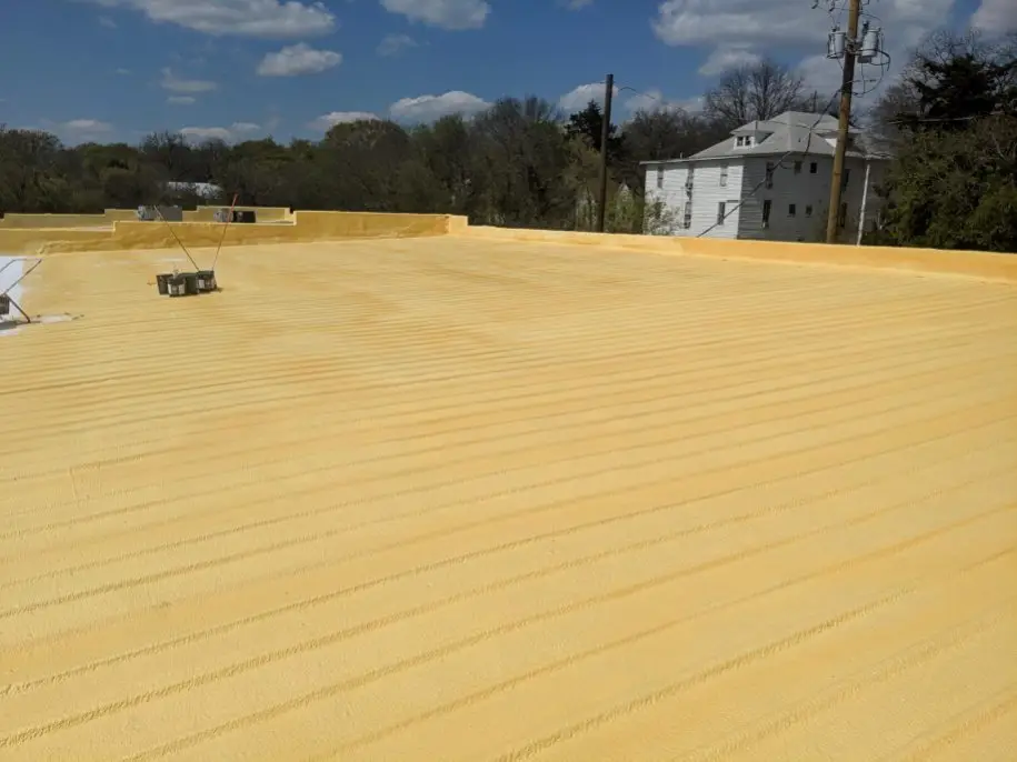 SPF Foam Roofing over metal panel